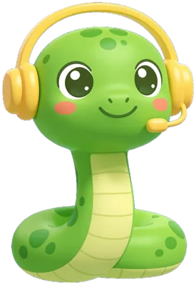 Noodle the snake with a headset