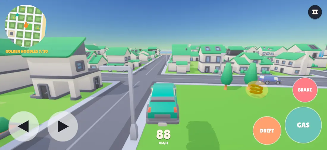 Dash's car flying over a park after a ramp